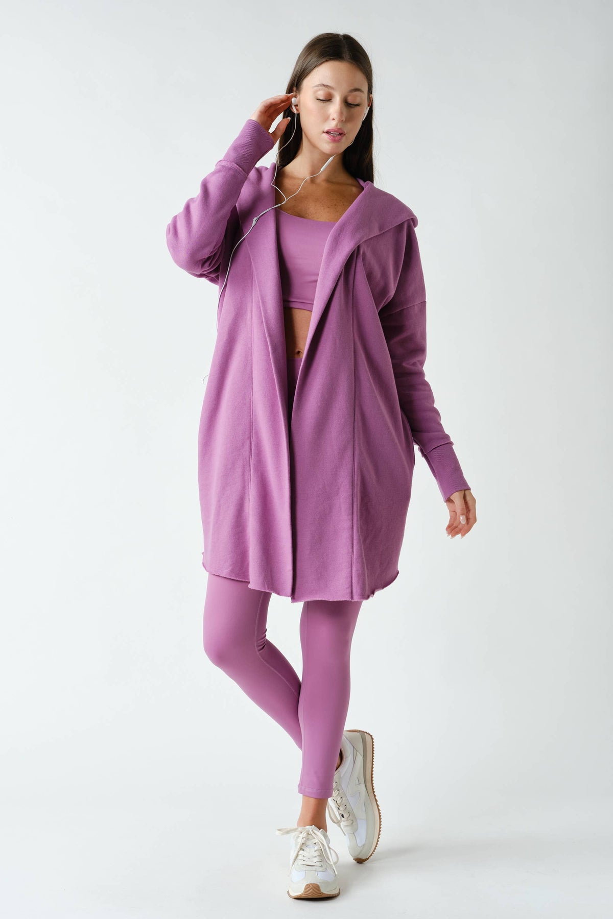 Open Front Longline Hoodie Cardigan