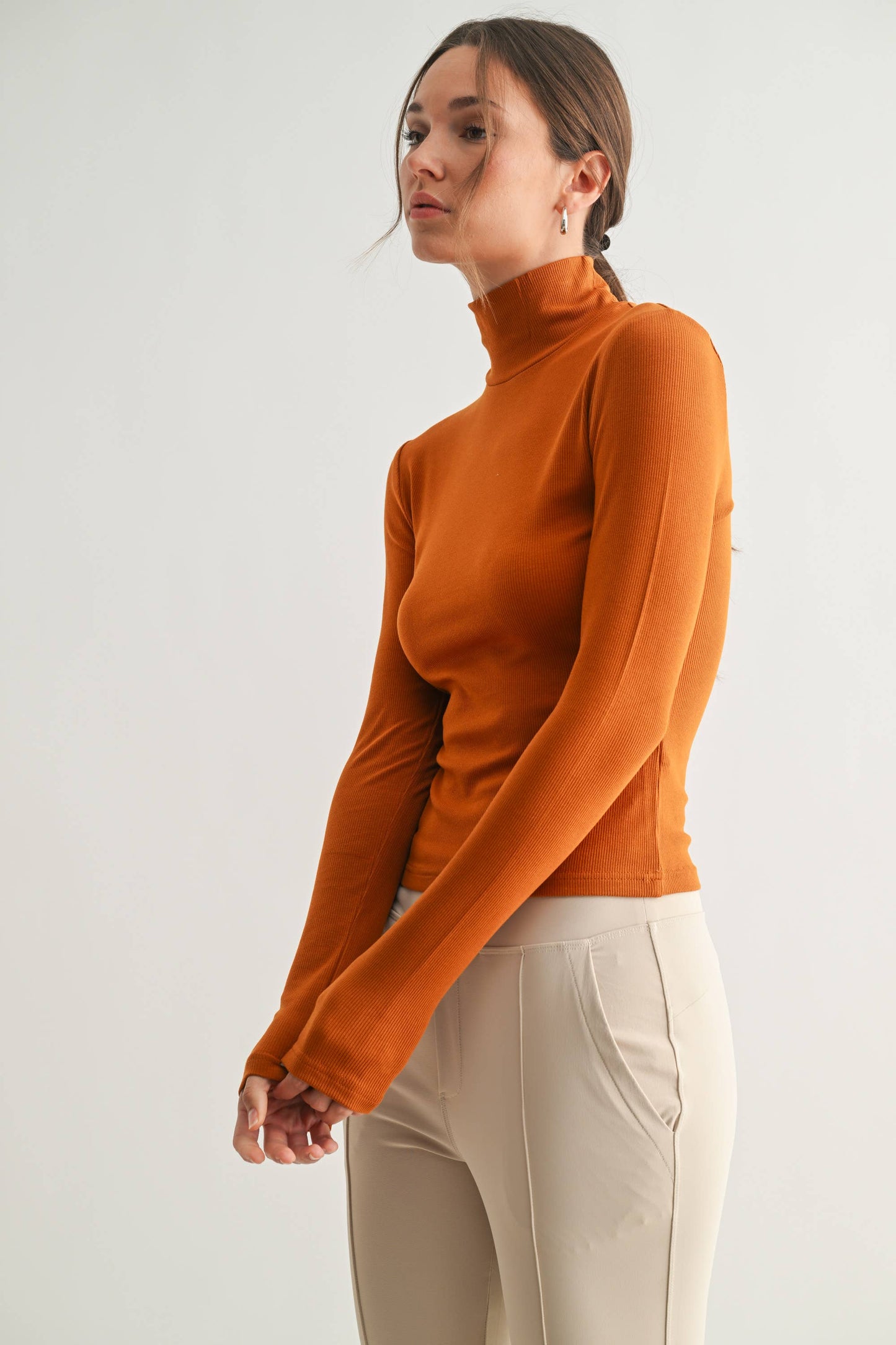 Micro Ribbed Long Sleeve Turtleneck