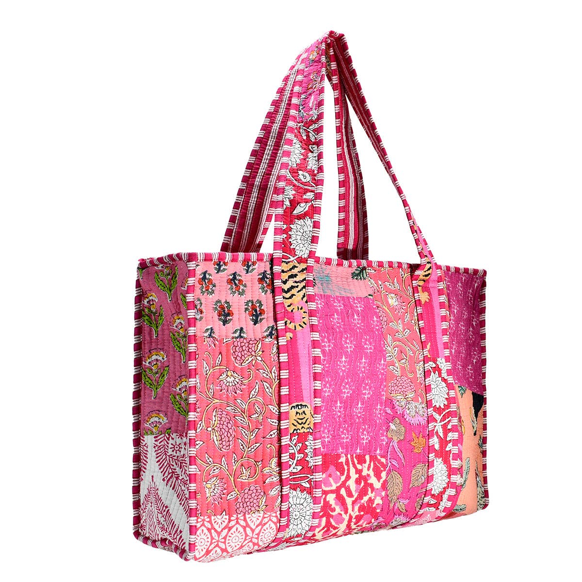 Cotton Fabric Patch Block Print Tote Bag- Small & Large