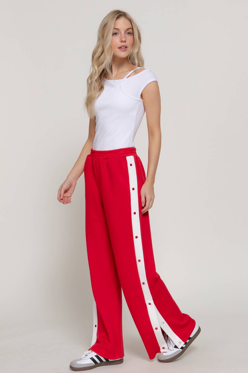 Soft Modal Scuba Side Contrasting Panels Straight Pants
