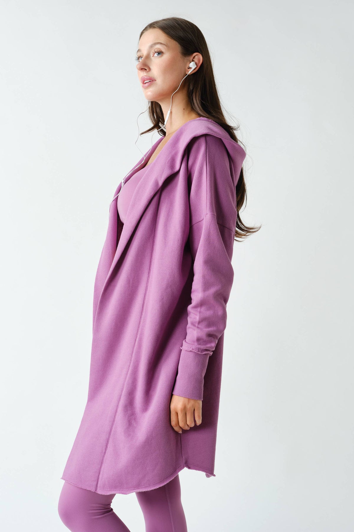 Open Front Longline Hoodie Cardigan