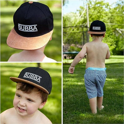 Flat Brim Trucker Hat - Bubba - Black/Faux Leather