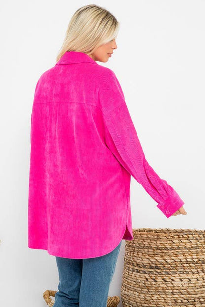 Oversized 4 Pockets Corduroy Shacket