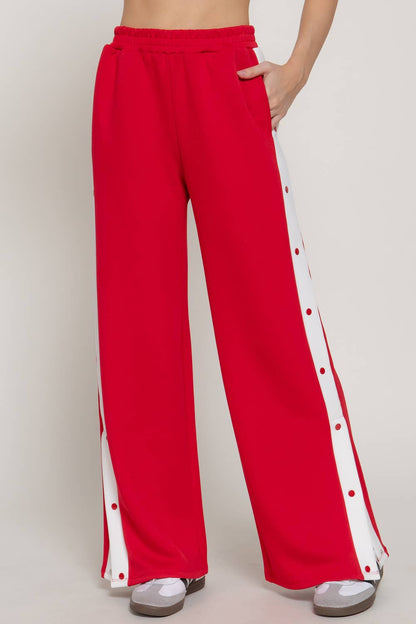 Soft Modal Scuba Side Contrasting Panels Straight Pants