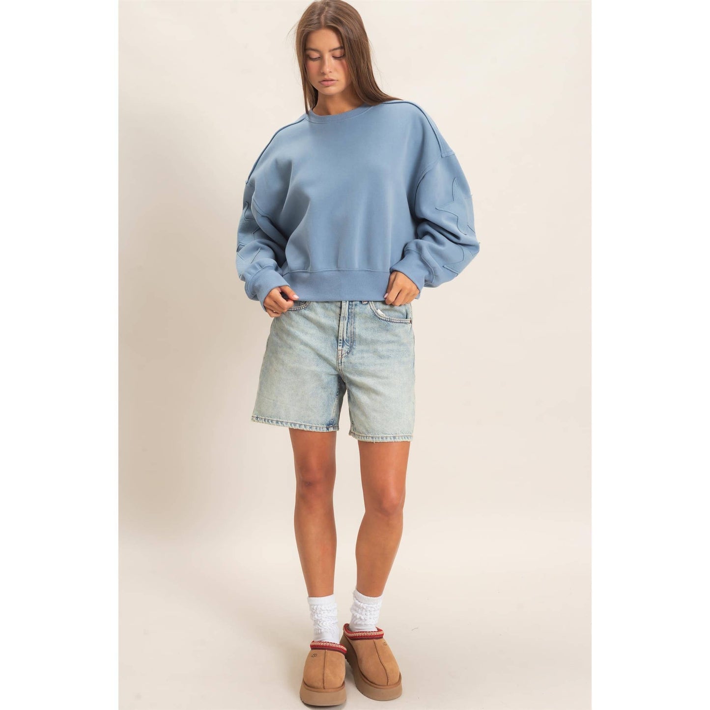 Star Patch Sleeve Sweatshirt