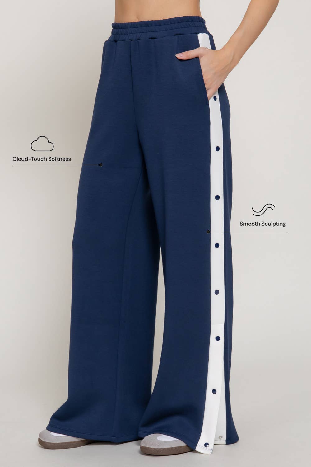 Soft Modal Scuba Side Contrasting Panels Straight Pants