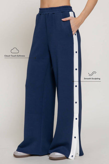 Soft Modal Scuba Side Contrasting Panels Straight Pants