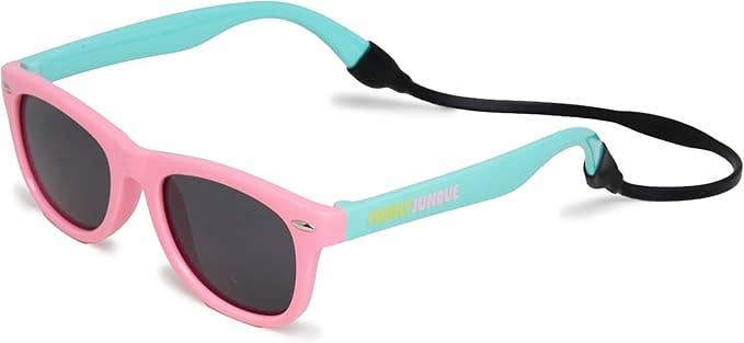 Kids Flexible Wire Sunglasses -Pink Turquoise/Smoke Lenses