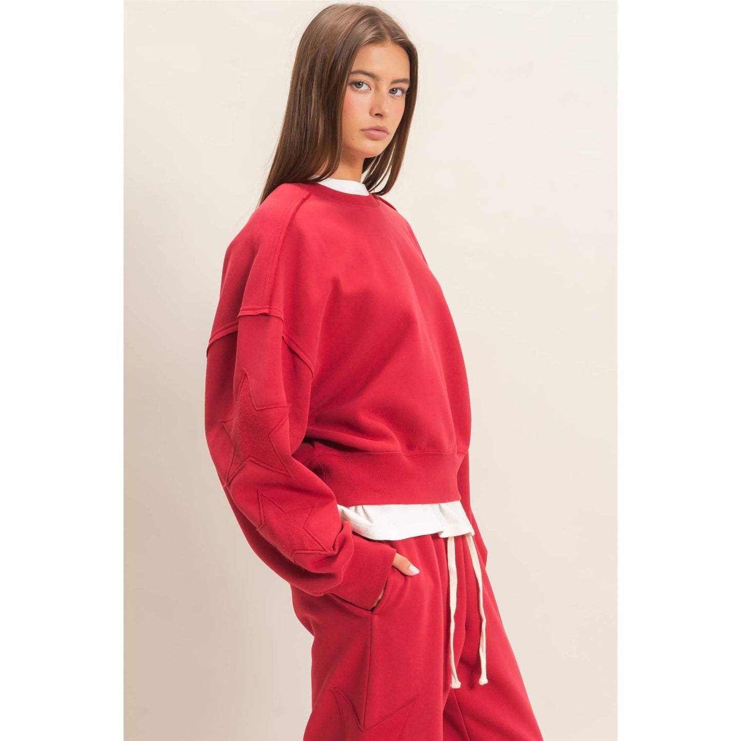 Star Patch Sleeve Sweatshirt