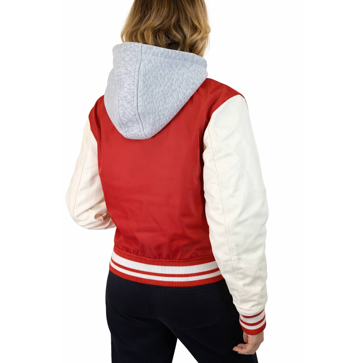 Women’s Hooded Varsity Jacket w/ Detachable Hood