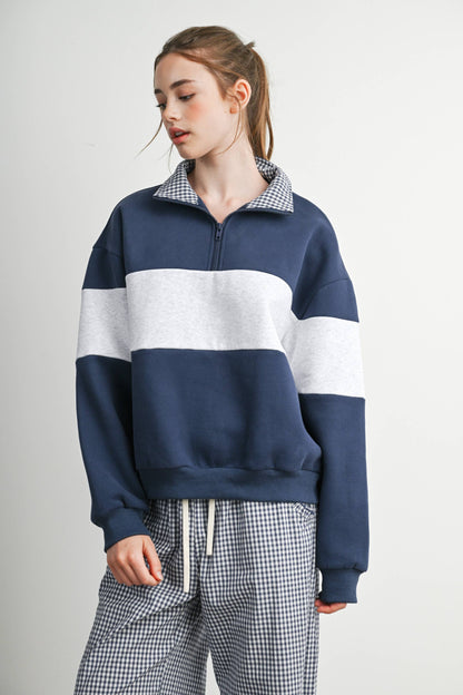 Colorblock Quarter-Zip Sweatshirt-BMT8510