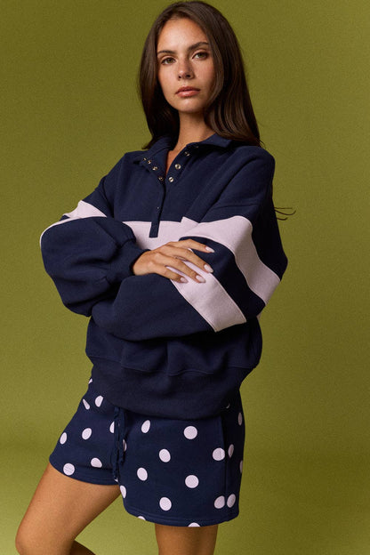 PT19959 Lottie Stripe Rugby Pullover
