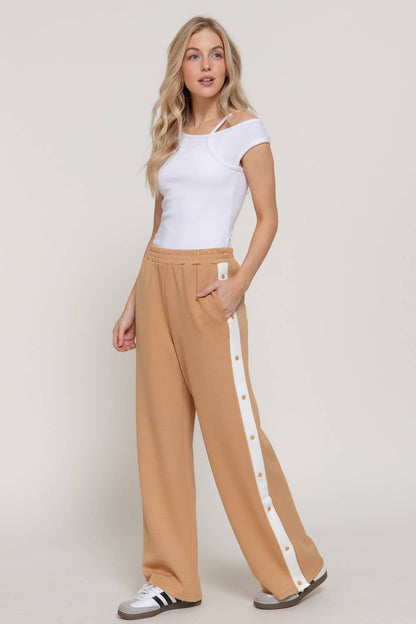 Soft Modal Scuba Side Contrasting Panels Straight Pants