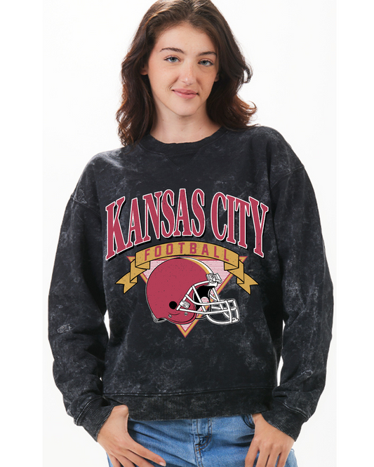 Kansas City Football Team Acid Wash Sweatshirt