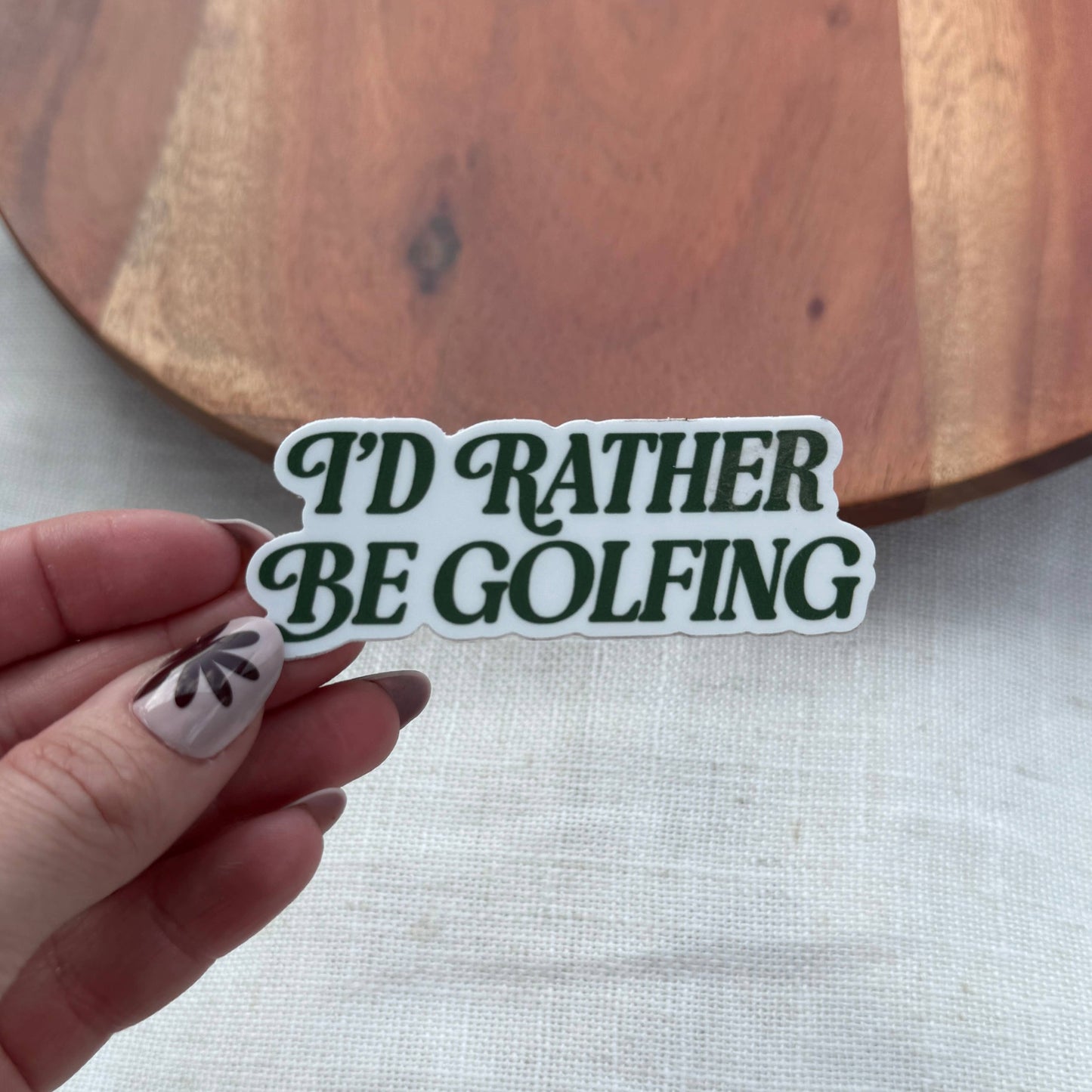 I'd Rather Be Golfing Green Text Sticker
