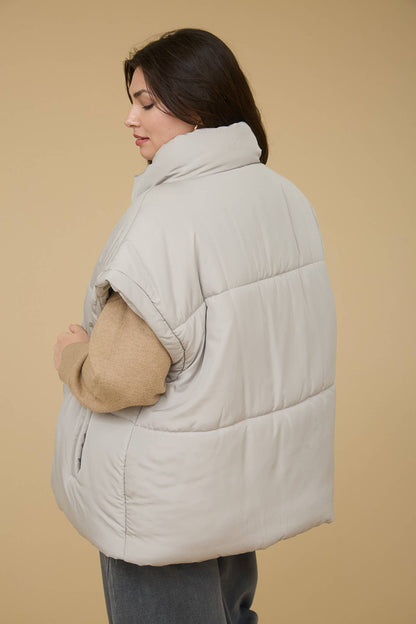 PLUS OVERSIZED SNAP BUTTON PUFFER VEST