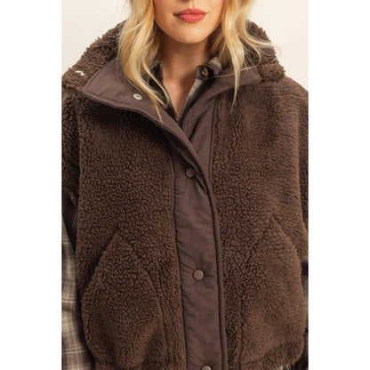 Cozy Mock Neck Sherpa Vest Jacket