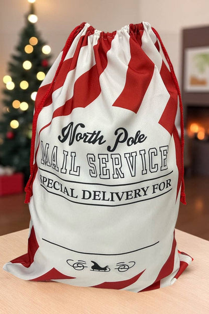 19" X 27"North Pole Mail Service printed Christmas sack.. SC-17