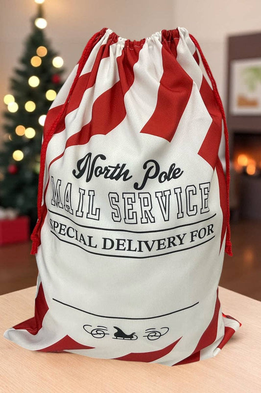 19" X 27"North Pole Mail Service printed Christmas sack.. SC-17