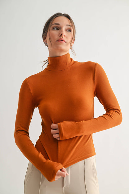 Micro Ribbed Long Sleeve Turtleneck