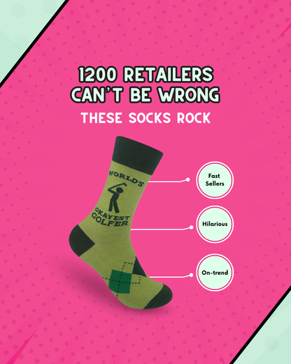 World's Okayest Golfer Socks | Funny | Golf Gifts | Funatic