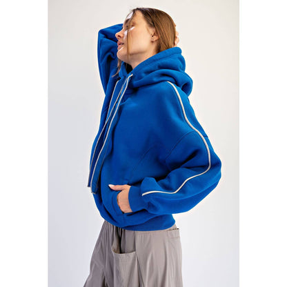 FLEECED TERRY OVERSIZED PIPING HOODIE