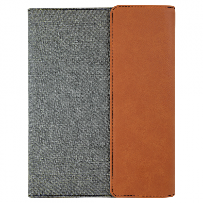 9 1/2 x 12 Laserable Leatherette Canvas Portfolio w / Notepad