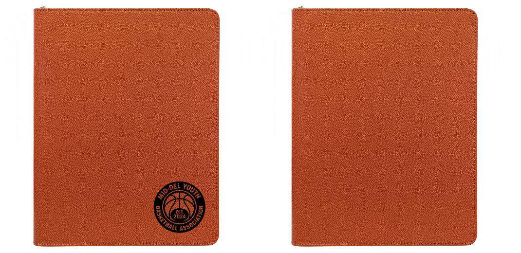 Basketball w/ Zipper Leather Portfolio with Notepad