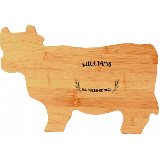 Bamboo Cow Shaped Cutting Board