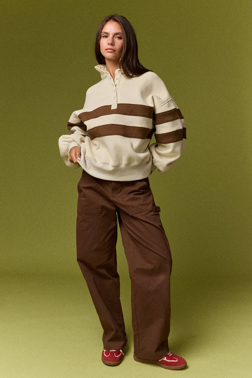 PT19959 Lottie Stripe Rugby Pullover