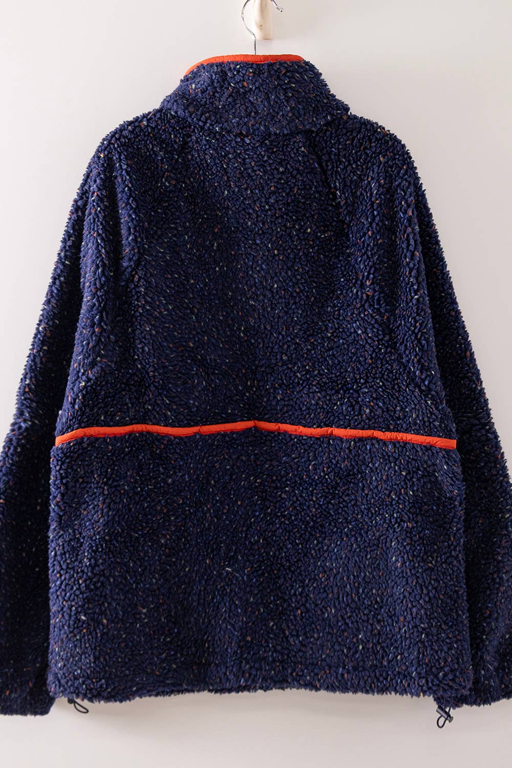 NT12849-Contrast Trim Fleece Anorak Pullover