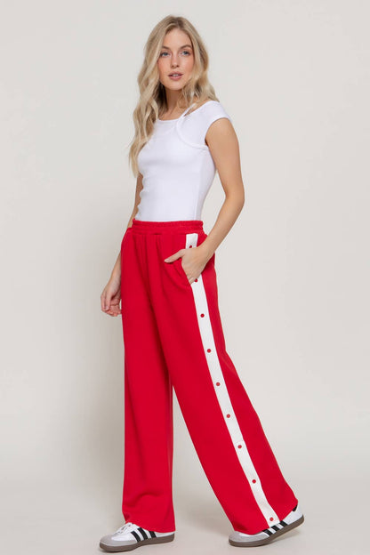 Soft Modal Scuba Side Contrasting Panels Straight Pants