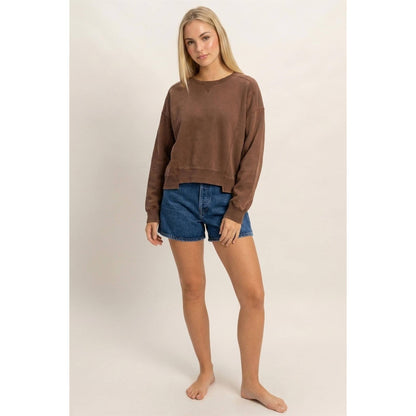 Acid Wash Seam Detail Crew Neck Sweatshirt