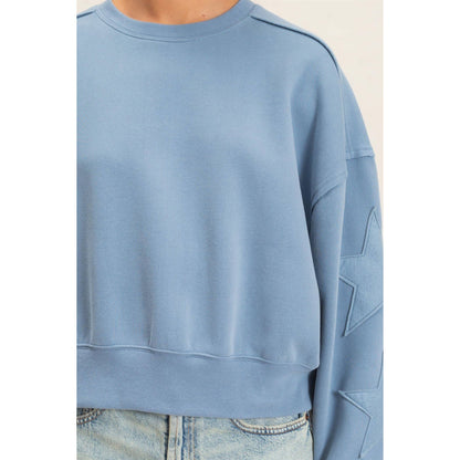 Star Patch Sleeve Sweatshirt
