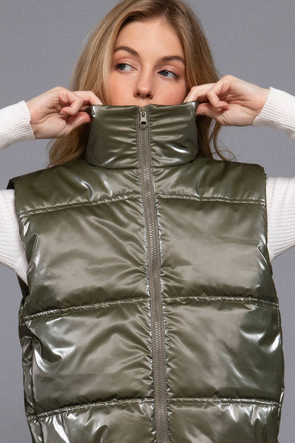 High Neck Zip Up Vest