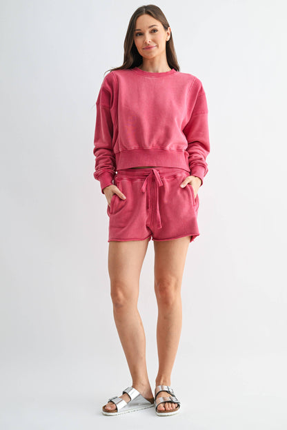 Mineral Wash Luxe Cropped Sweatshirt