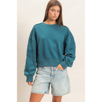 Star Patch Sleeve Sweatshirt