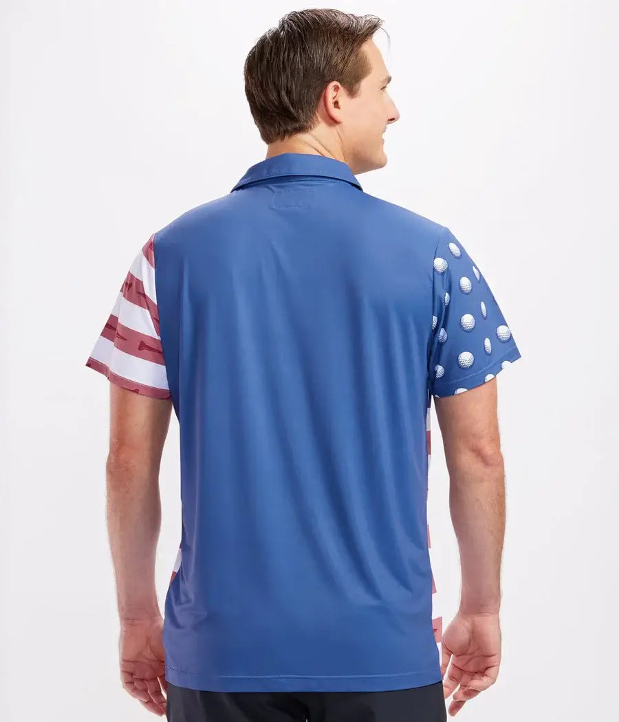 U-S-Ace Men's Golf Shirt - Patriotic American Flag Golf Polo