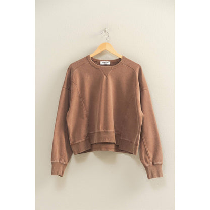 Oversized Crew Neck Sweatshirt With Raw Hem