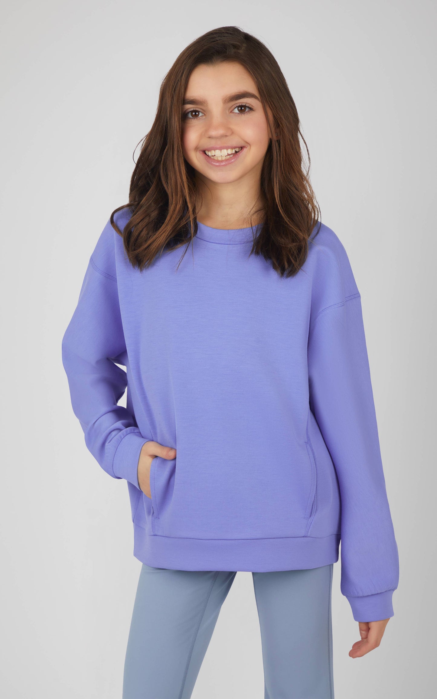 Tween Girls Soft Scuba Zuri Crew Neck Everyday Sweatshirt