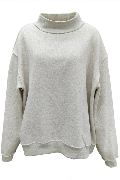 IT2594-BLANK2 Solid Reversible Mock Neck Sweatshirt Top