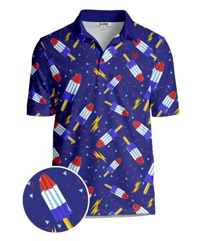 Grand Finale Men's Golf Shirt - Blue Rocket Pop Golf Polo