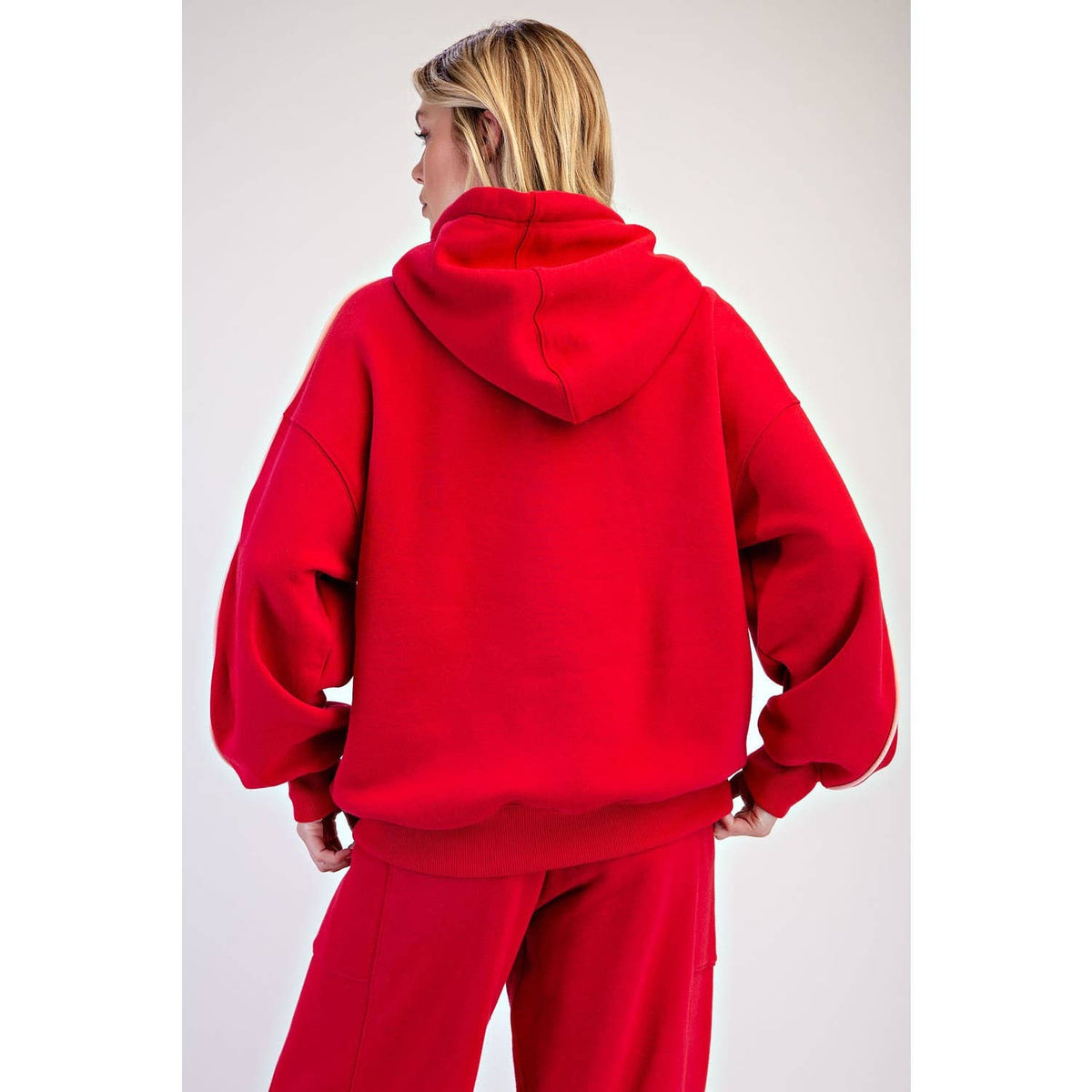 FLEECED TERRY OVERSIZED PIPING HOODIE