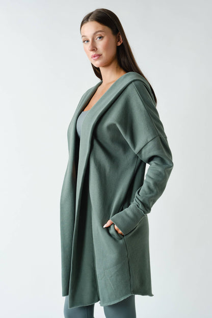 Open Front Longline Hoodie Cardigan