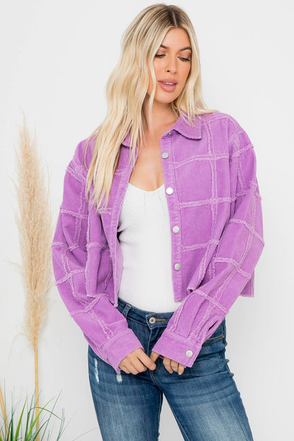 Heavy Washed Corduroy Patchwork Jacket