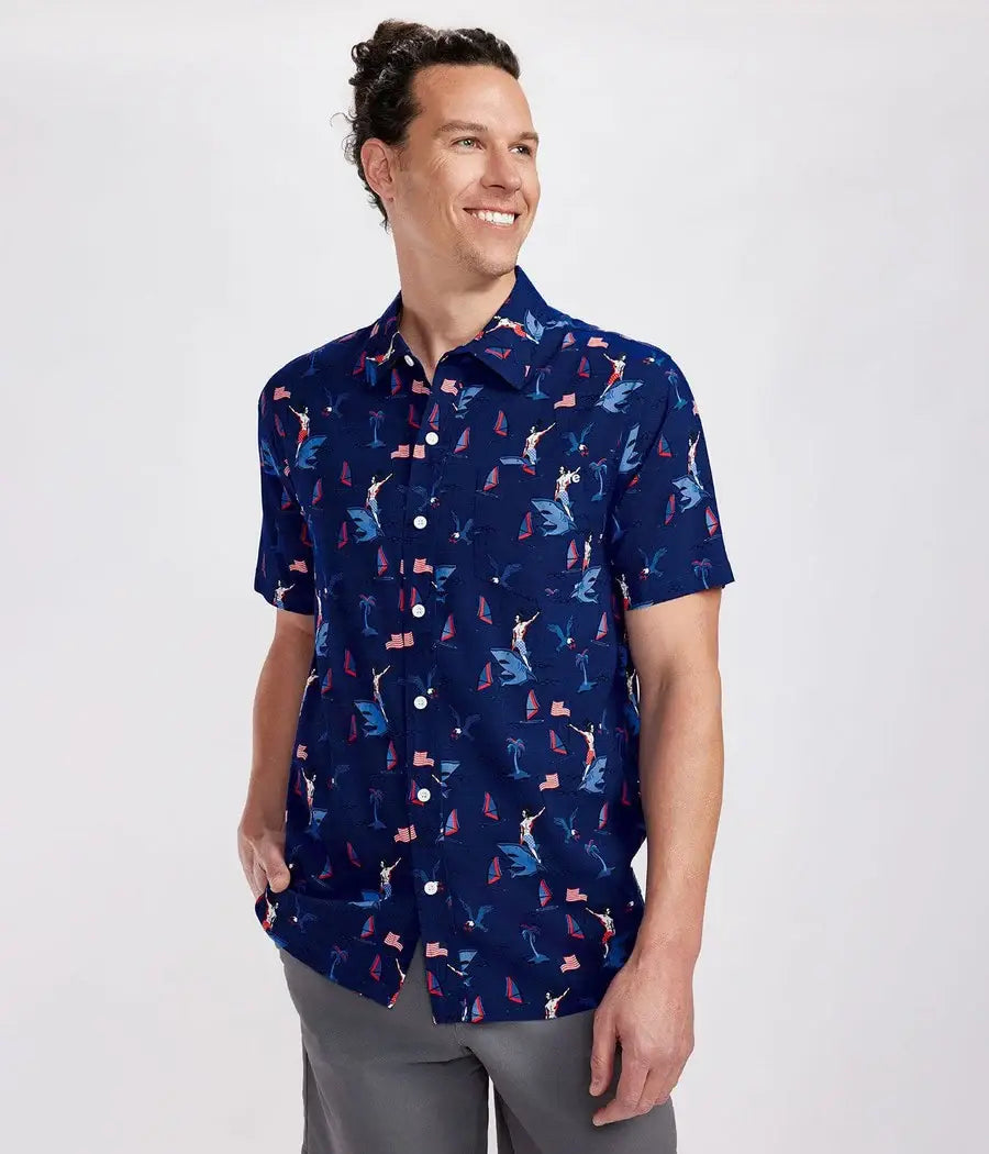 Fin Riding Founder Men's Hawaiian Shirt - USA Button Down