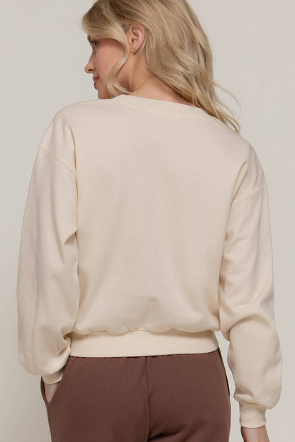 Long Sleeve Round Neck Crop SweatShirt