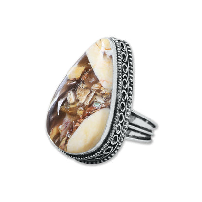 Artisanal Silver-Plated Statement Rings – Assorted Gemstones with Designer Bands (US Sizes 6–10, Non-Adjustable)