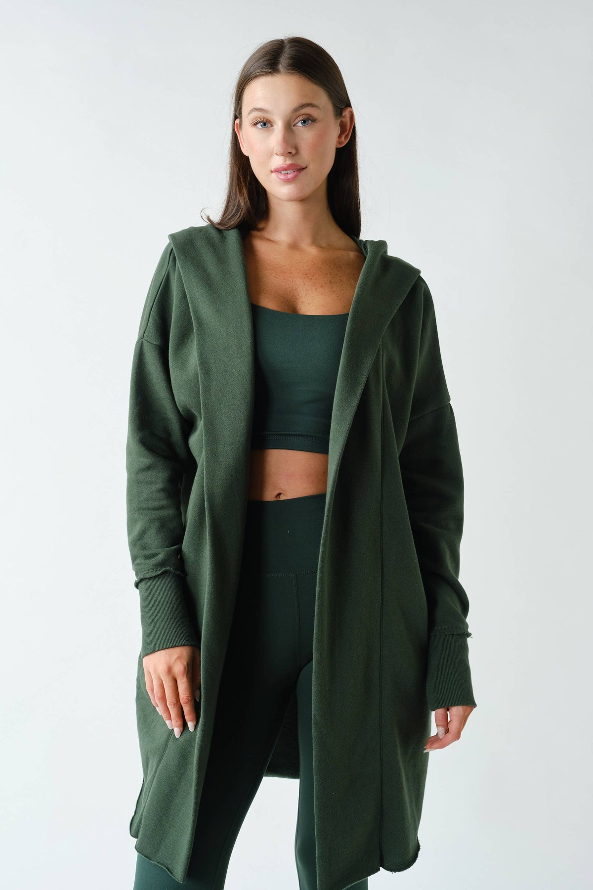 Open Front Longline Hoodie Cardigan