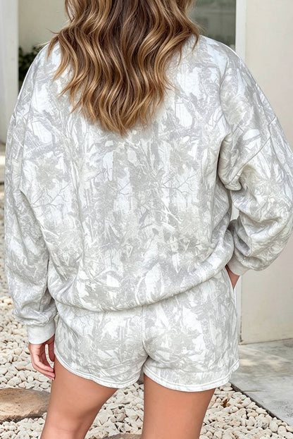LDC Woodland  Camouflage Long Sleeve Top and Shorts Set